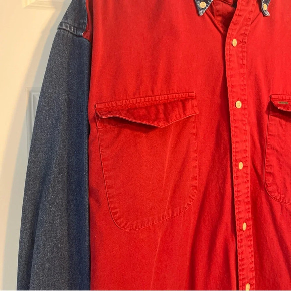 Vintage Tommy Hilfiger Mens Large Long Sleeve Denim Button Up Shirt Pockets - Picture 3 of 9